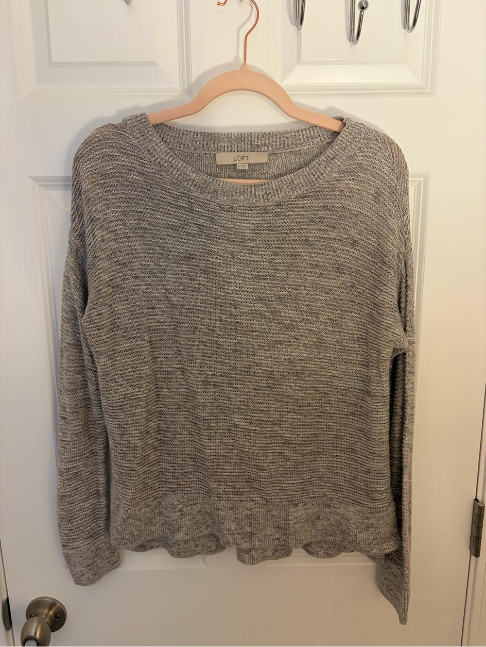 LOFT Heather Gray Crewneck Knit Sweater